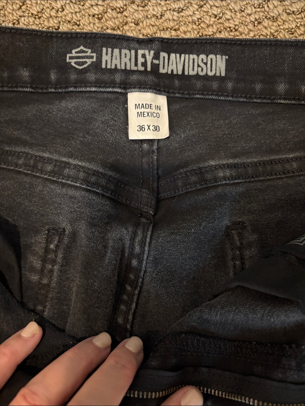 Harley-Davidson Men's Black Jeans with Logo Waistband